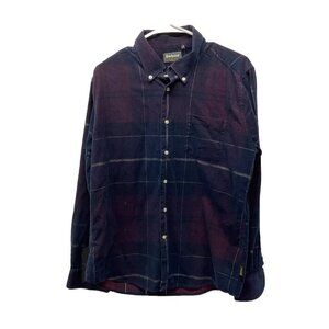 Barbour‎ Classic Tartan Plaid Shirt Med. Button Down Corduroy Tailored Fit Blue